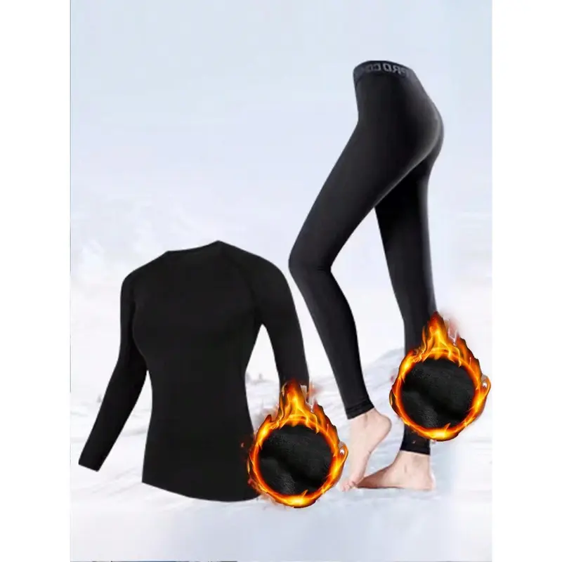 Women's Thermal Underwear Set, Comfortable Base Layer Sweatshirt And Leggings, Warm Tight Fit Tops And Bottoms For Outdoor Sports, Skiing, Yoga 5