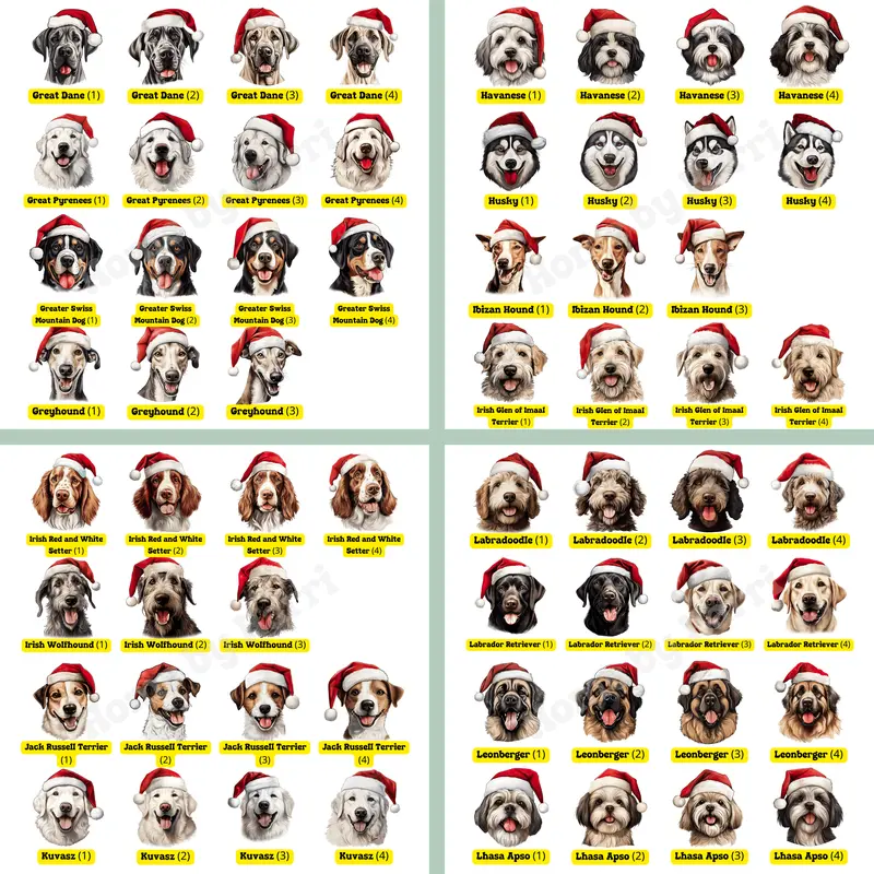 Christmas Santa Hat Dog Sacks/Stocking - Various Breeds 4