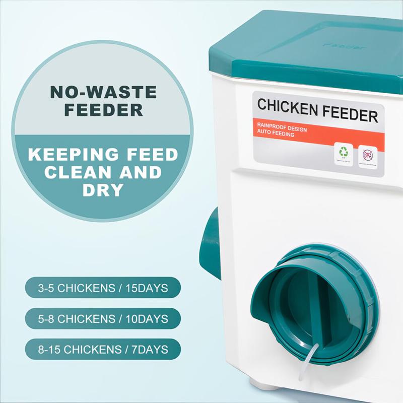 12kgChicken Feeder Bird Waterer11L Set Auto Food Water Dispenser Drinker Gravity 5