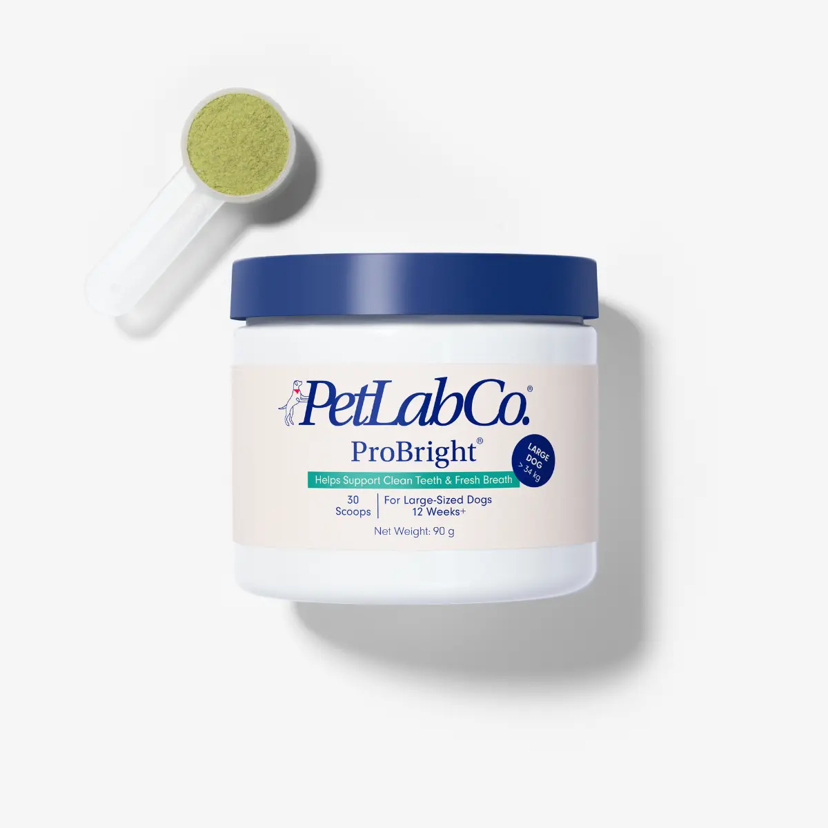 ProBright Dog Dental Powder - Fresh Breath, Whiter Teeth - No Toothbrush Needed - Natural Dog Teeth Cleaning Product for Dogs - Made in UK