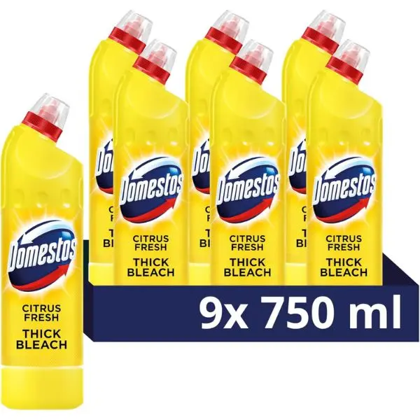 Citrus Fresh Thick Bleach eliminates 99.9% of bacteria and viruses disinfectant to protect against germs 9x 750 ml Household Multicolor