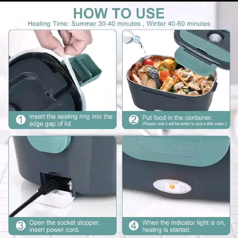 Leak Proof 1.5L 60W Electric Lunch Box Food Warmer for Car and Home - Heating Microwave for Trucker's Lunch - Tableware 3