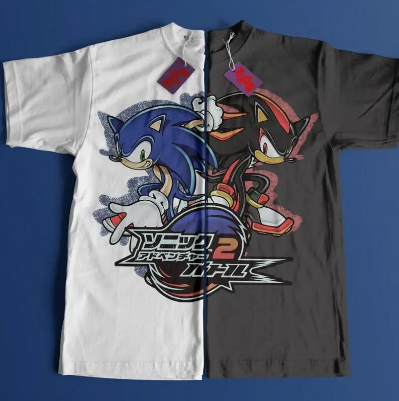 Hedgehog Japanese Unisex Crewneck t-shirt, Sonic Adventure 2, Dreamcast Japanese Streetwear Cotton Menswear Personalized Polyester Tshirt graphic shirts, classic tee