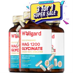 3 for 1 Wellgard Magnesium Glycinate, Mag 1200, Sleep Magnesium Supplement, Bisglycinate Magnesium