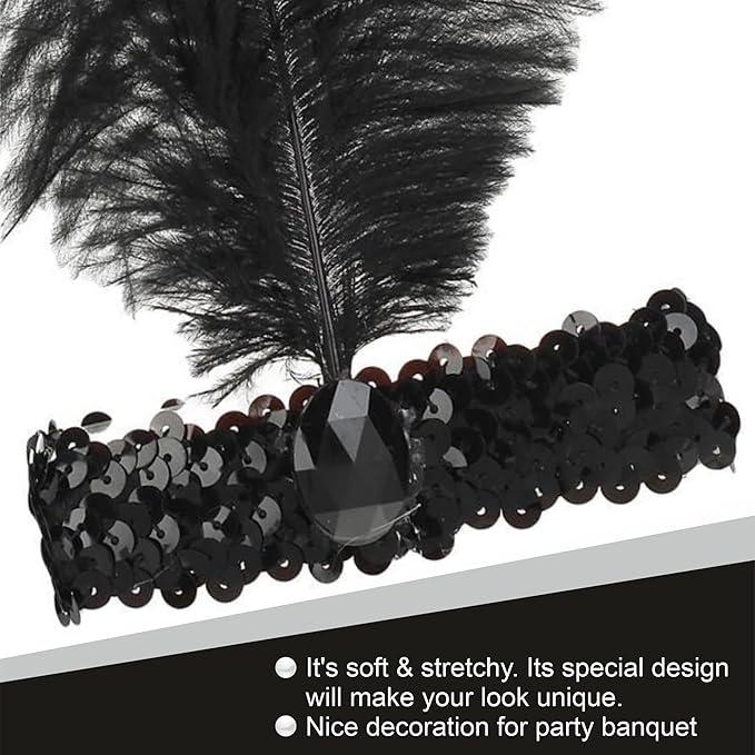 1920s Flapper Ladies Costume Accessories: Feather Boa, Headband, Gloves, Pearls, Cigarette Holder Party Accessory 5