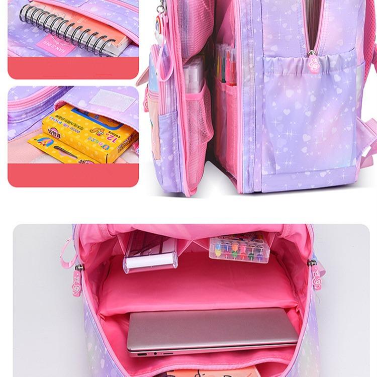 Water Resistant Children School Bags for Girls Primary School Backpack Schoolbag for Kids - Purple+Pink 4