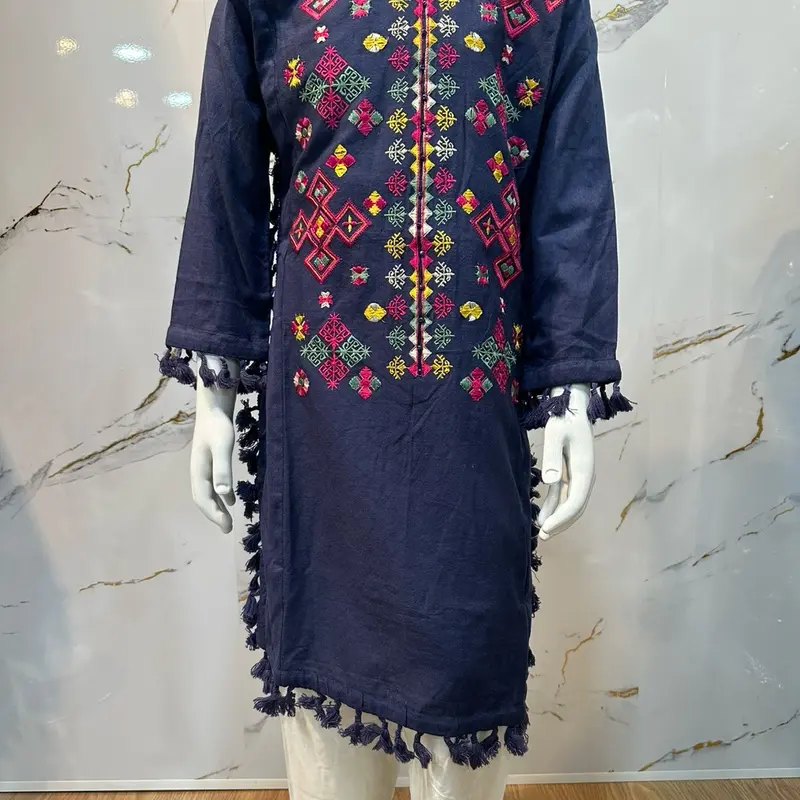 Menaal's Women's Cambric Embroidered Kurta Top - Stylish Women's Shirt for Any Occasion - Shirts, Womenswear 1