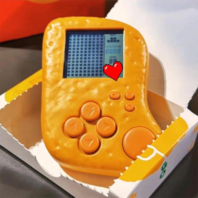 Portable Fried Chicken Nugget Shape Gameboy Peripheral Toy Handheld Game Players Console Collection Mini Children Gift Fun Games 6