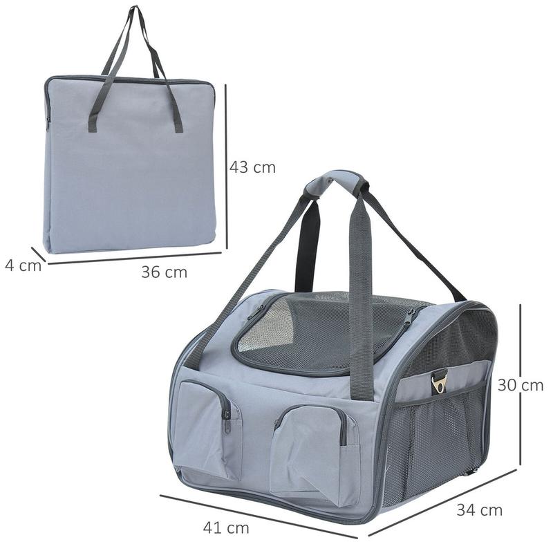 Pets Carrier Folding Bag Car Seat Cat Dog Puppy Portable Travel Cage Mesh Holder 1
