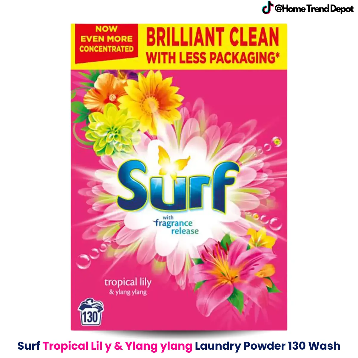 Surf Tropical Lily Washing Powder 130w with Tropical Lily & Ylang Ylang fragrance with natural essential oil Suitable for Colours & Whites in wear for brilliantly clean laundry every time... Household Scented