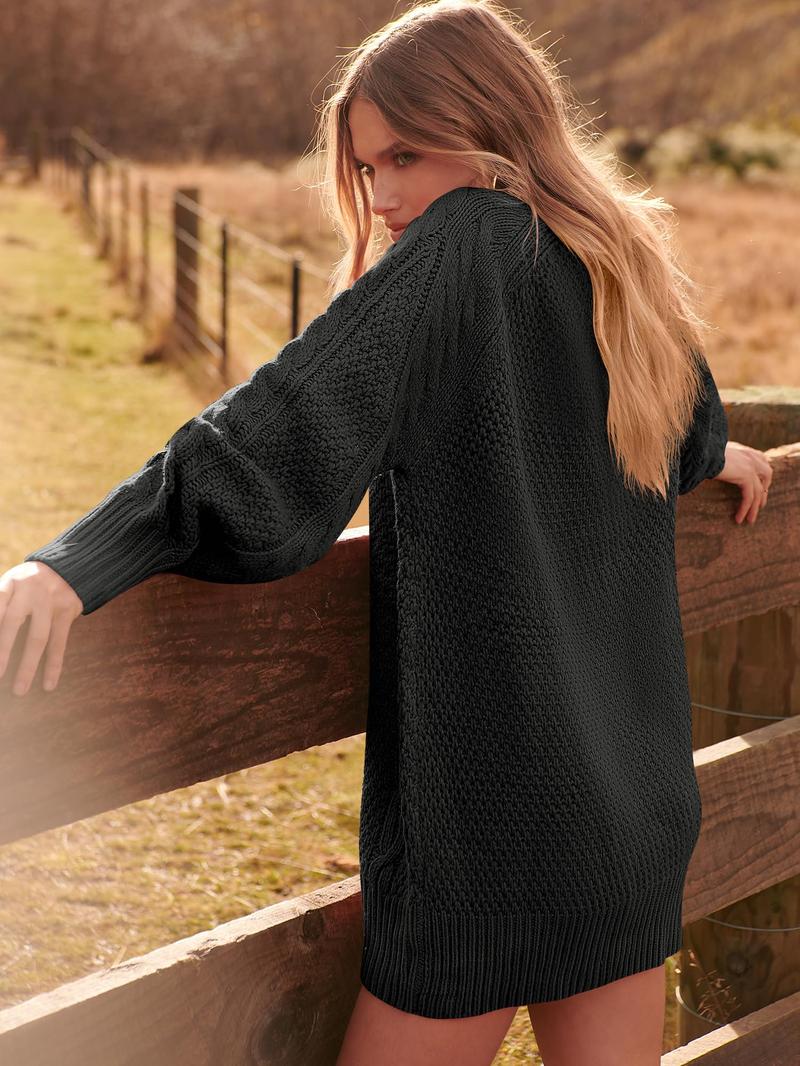 Product Introduction of Women's Knitwear Casual Dresses, Women Long Sleeve Oversized Cable Knit Chunky Baggy Loose Pullover Tunic Mini Sweater Dress 2025 Trendy Outfits. Breathable and Comfortable Winter Fashion Clothing. Longsleeves Gamis Knitting Tops Womenswear Summer Basic 15