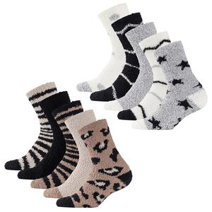 Ladies 5 Pack Cosy Socks Outdoor Soft Fluffy with Thermal Insulation Elastane Stretch Anti-Slip Womens Winter Socks Premium Quality with Warmth & Comfort Light Womenswear Stripe spotty grey black brown Super comfy Cosy Casual Fabric Warm Multicolor Fit