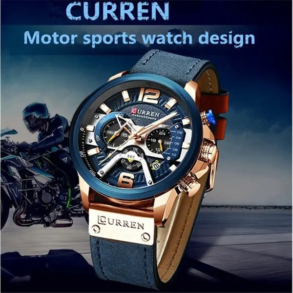 Luxury Redefined: CURREN Men's Sport Watch - Military Leather Strap, Fashion Chronograph with Gift Box
