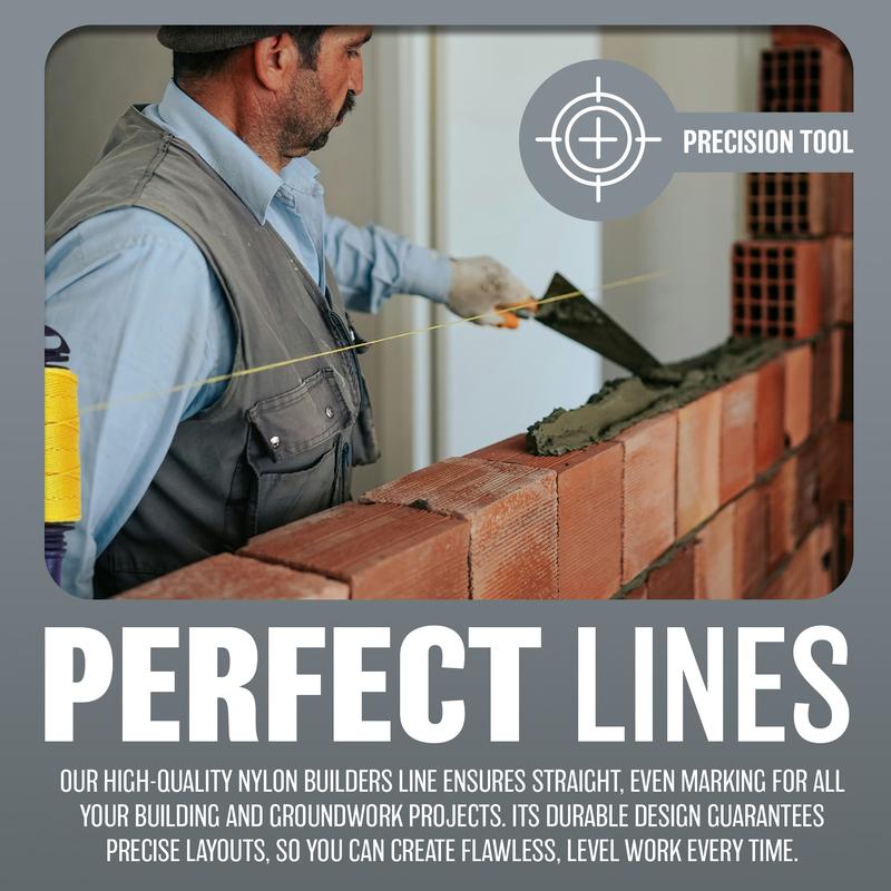 New 152m Builders Line Rope String Building Bricklaying Brick Handle Measuring 3