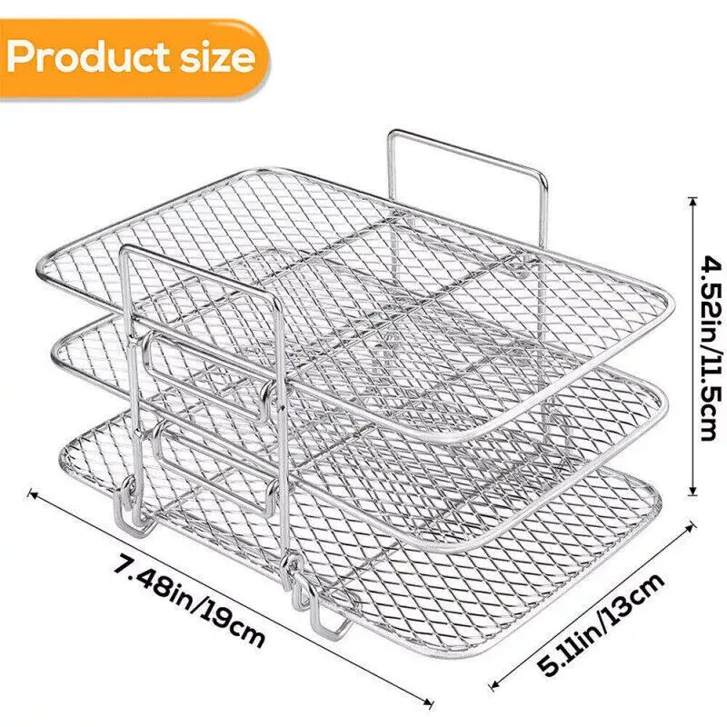 Air Fryer Rack Stainless Steel Multi-Layer Dehydrator Rack Cooking Steamer Roasting Racks Air Fryer Accessories Kitchen Gadgets