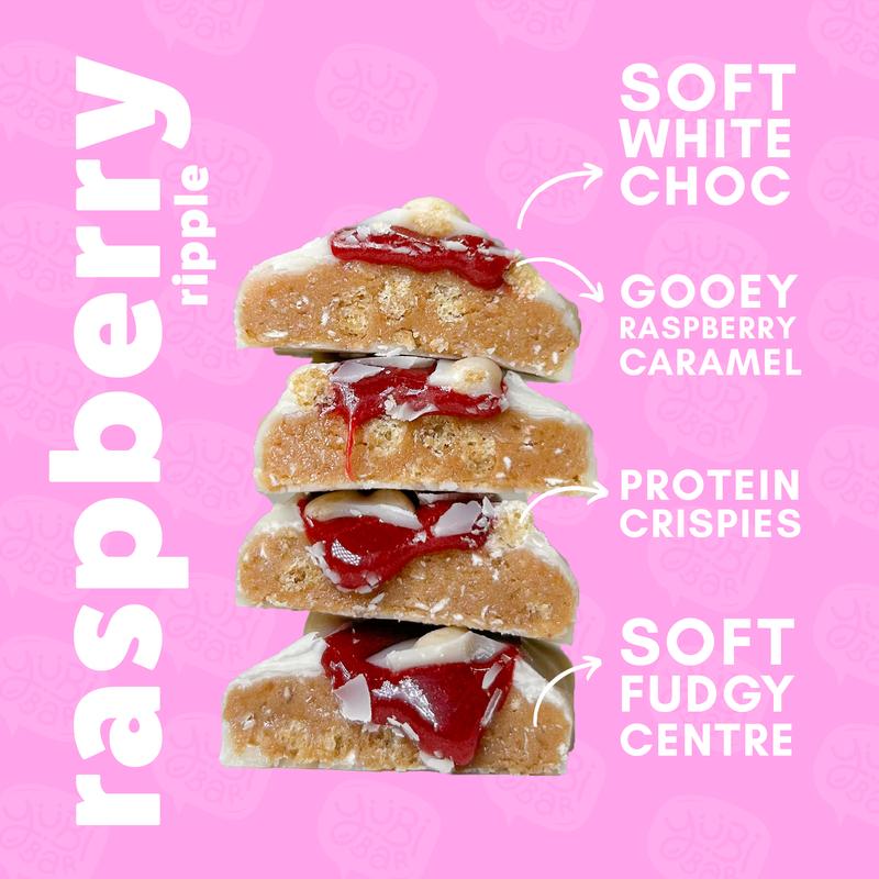 YuBi Bar Raspberry Ripple 12 Pack -- Protein Bars - 99 Calories, High Protein and High Fibre, Low Sugar, Gluten Free and Dairy Free Snacks with White Chocolate 2