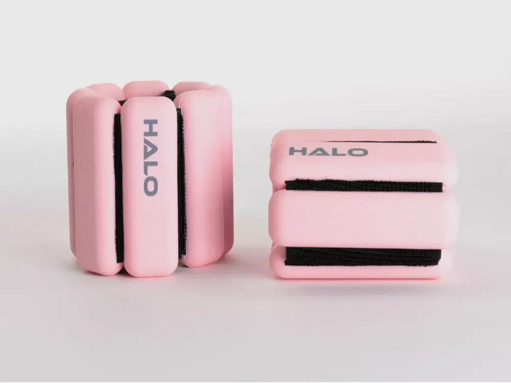 Bala Bangles Halo Pink Ankle Wrist Weight Bracelet Set - 1KG x 2 - Exercise Fitness