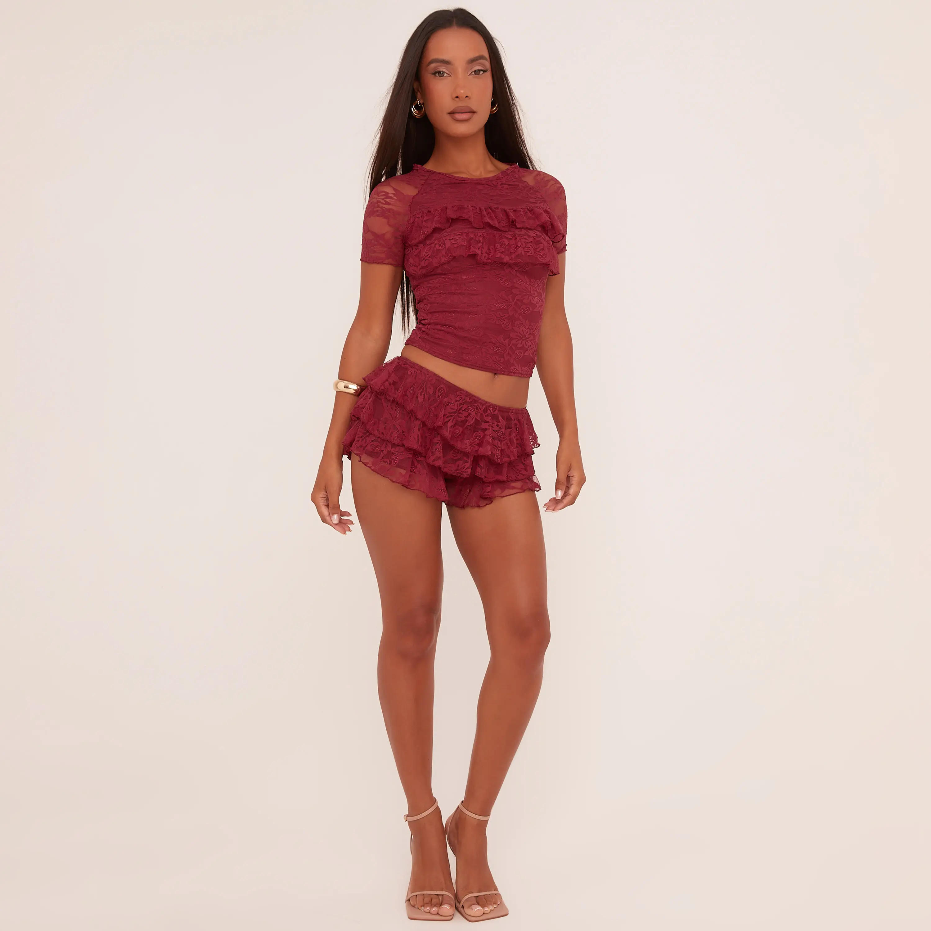 Low Rise Tiered Frill Micro Shorts