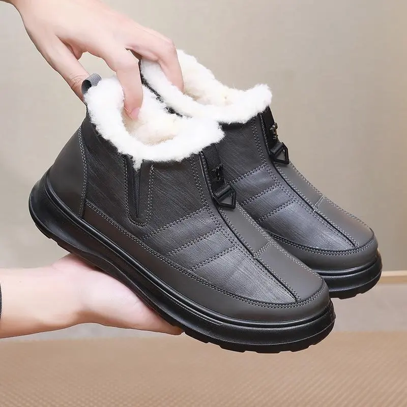 2024 winter new boots cotton shoes snow boots men's piled thickened cotton shoes one pedal waterproof non-slip warm shoes Footwear Boy 6