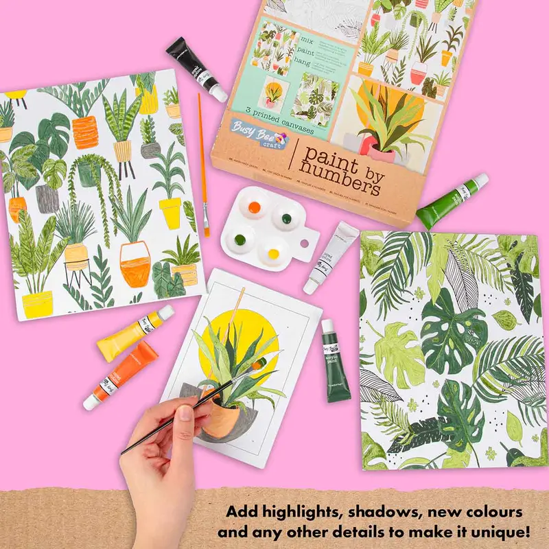 Paint By Numbers For Adults, Includes 3 Pre-printed Canvases 6 Acrylic Paint 2 Paint Brushes Palette & Instructions- Engaging Crafts For Adults and Kids 3