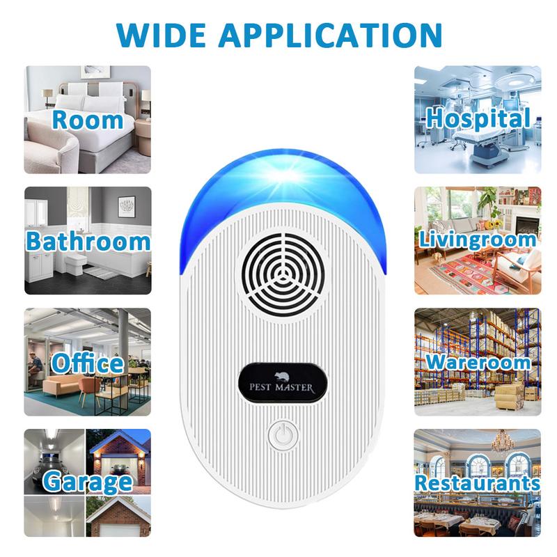 Pest Master - 4x Ultrasonic Pest Repeller, Powerful Mouse Repellent - Wide Frequency Range Pest Control Device and Ideal for Mice, Rats, Mosquitoes, Cockroach, Moths, Ants - D1 3