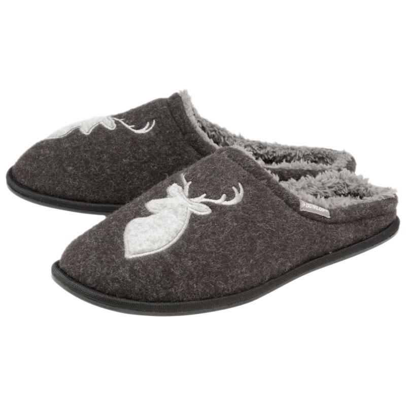 Dunlop Mens Two-Tone Plush Lined Memory Foam Mule Slip On House Slippers 5