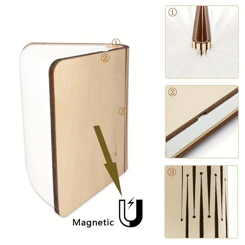 Rechargeable Folding Book Light - Energy-Efficient LED with Three-Color Changing, Soft Eye Protection, and USB Recharge - Perfect for Bedroom Decor, Event Holding, Shops, and Stores 4