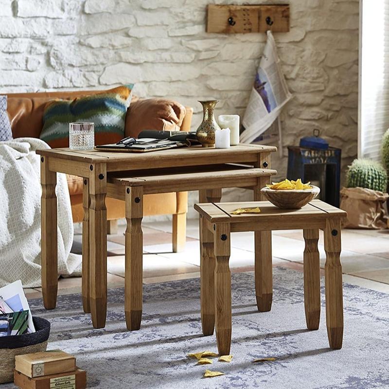 Corona Nest of Tables Mexican Solid Pine coffeetables 4