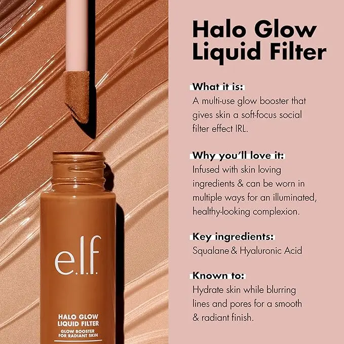 e.l.f. Halo Glow Liquid Filter, Complexion Booster For A Glowing, Soft-Focus Look, Infused With Hyaluronic Acid, Vegan & Cruelty-Free, 2 Fair- Light Concealer Foundation Flawless Makeup 2