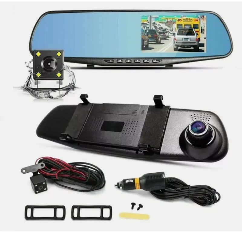 4.3-inch Display 1080P High-definition Dual Camera Driving Recorder With Reverse Image Front And Rear Monitoring, Rechargeable Battery, LCD Display - Ultimate Road Safety Guarantee 0