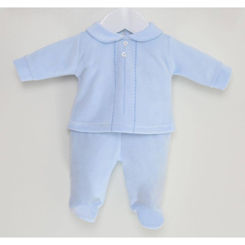 Baby Blue Velour 2-Piece Pyjama Set 1