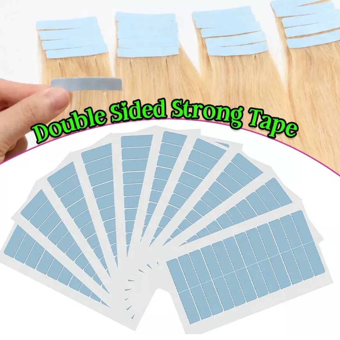 Hair Extension Tape Tabs 60 Pcs Double Sided Adhesive Human Hair Tape Strong UK