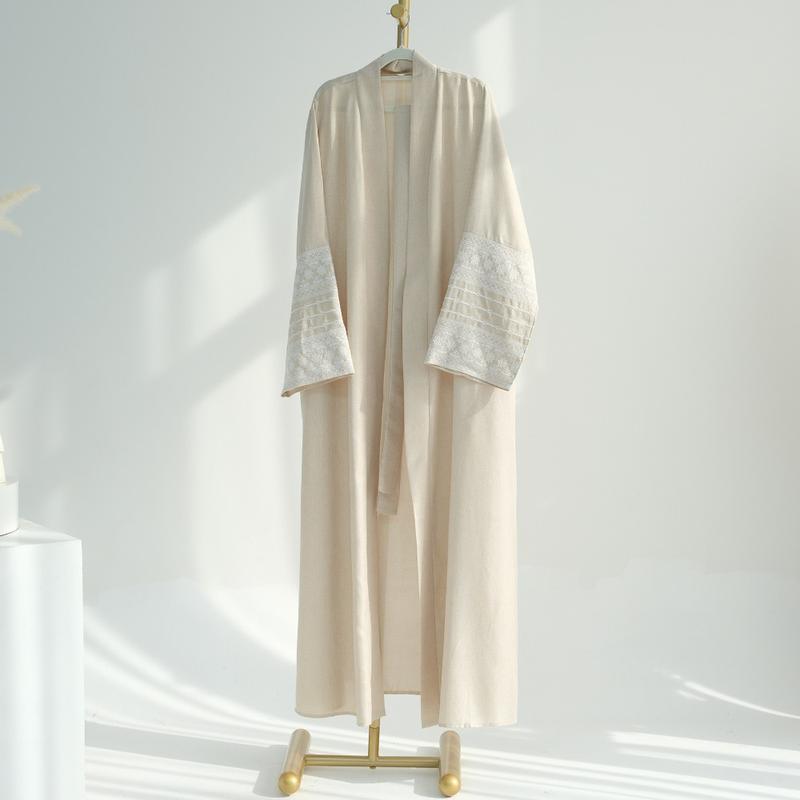 Product Introduction of 2024 New Fashion Simple Dubai Middle East Turkey Dubai Embroidery Elegant Cardigan Robe Muslim Dress Women open  abayas 6