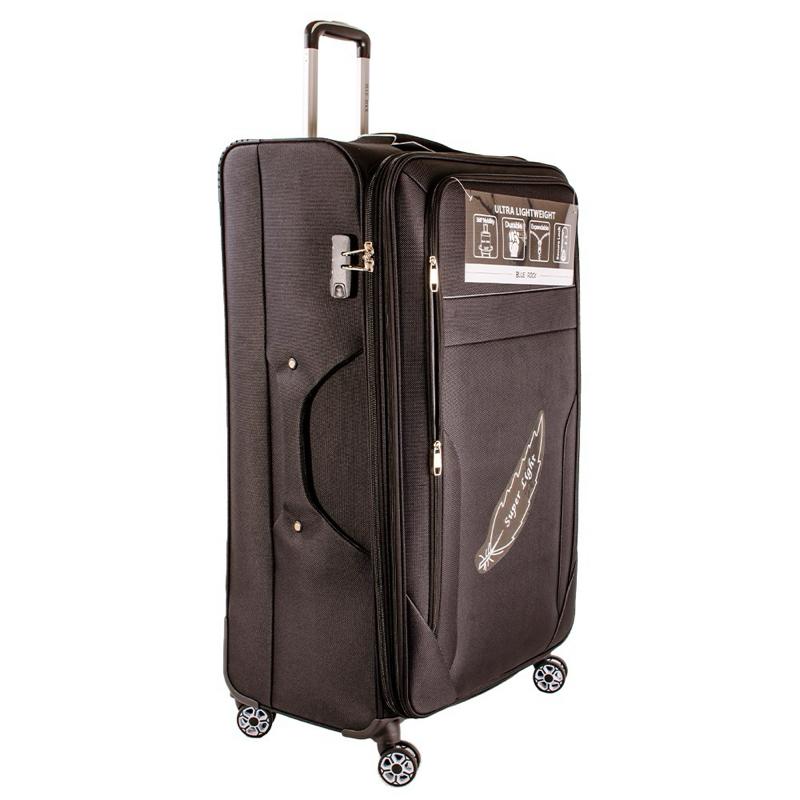 [M&S Bags] EXPANDABLE-Soft Shell Luggage Suitcase Polyester BLACK Colour Sizes 20” 24” 28” 32” Ultra Lightweight Expandable Durable Unbreakable Material 1