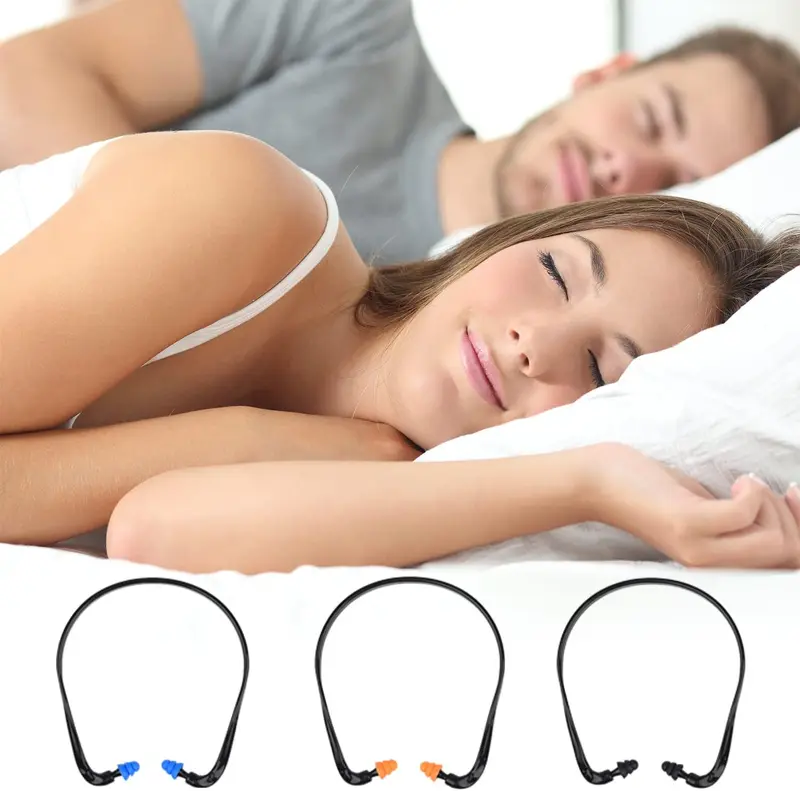 3 Pieces Caps Banded Earplugs TPR Silicone Earplugs Reusable Waterproof Earplugs Noise Reduction for Sleep, Swim, Work, Construction and Automotive 2