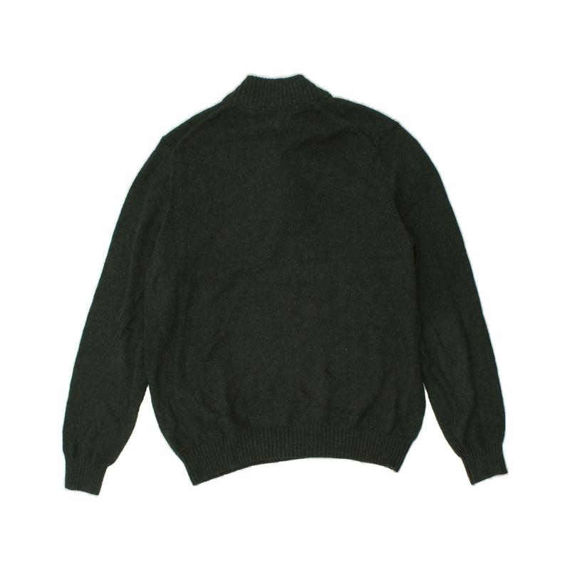 Pre-Owned Vintage IZOD Mens Button Neck Jumper Sweater 2XL Green Cotton 2