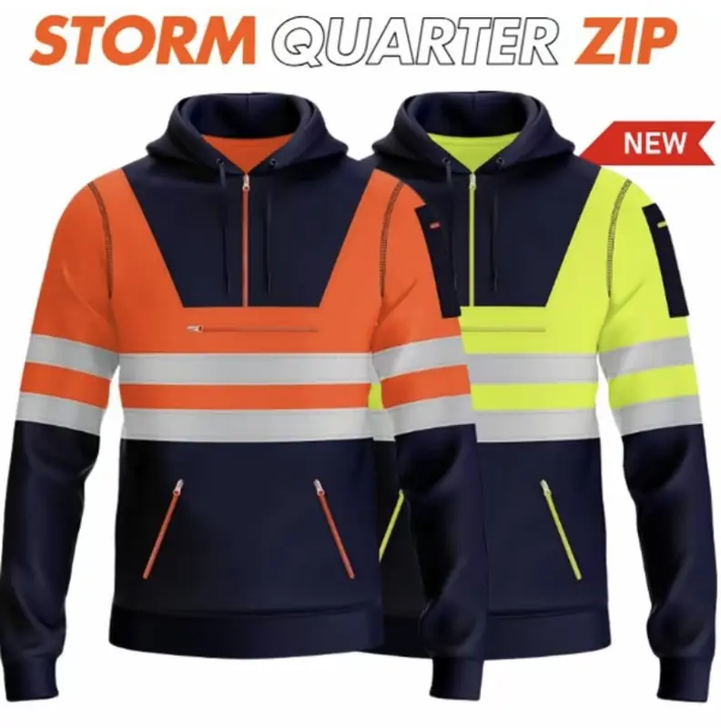 SMK quarter zip hoodie storm range workwear mens tradesmen hoodie workwear hoodie fleece jumper menswear work multifunctional scaffolding bricklaying construction workers labourer soft stylish uniforms clothes 0
