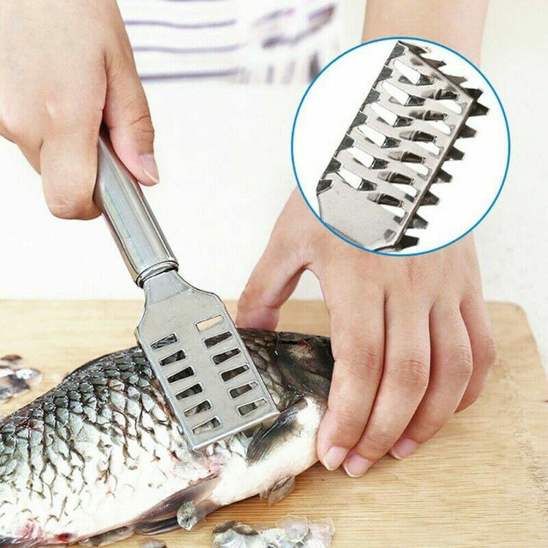 Fish Scale Remover Scraper Descaler Cleaner - Multi-Functional Stainless Steel Scale Removing Seafood Tool with Comfort Grip for Kitchen Utensils Peeler Remover Skin 8