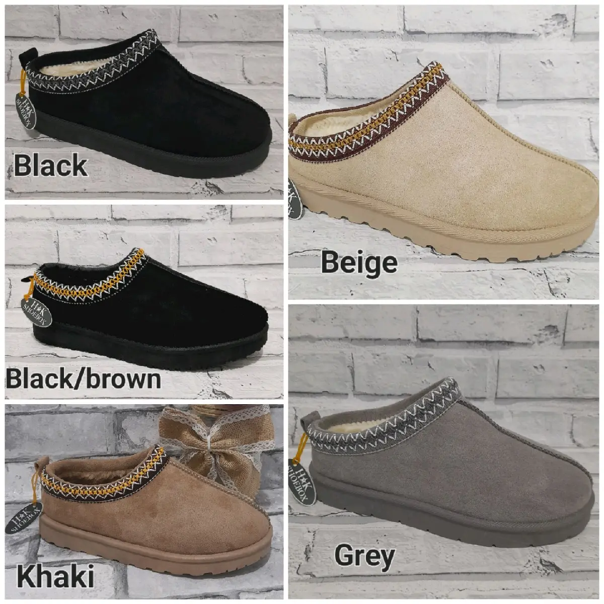 Ladies warm and cosy faux fur lined slippers shoes with aztec detailing.  Women Footwear Indoor outdoor