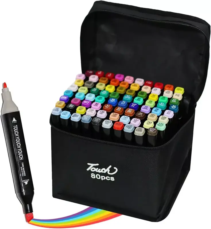 168 Color Dual Tip Art Marker Pen Soft Fine Drawing Watercolour Gift Xmas Kid 0