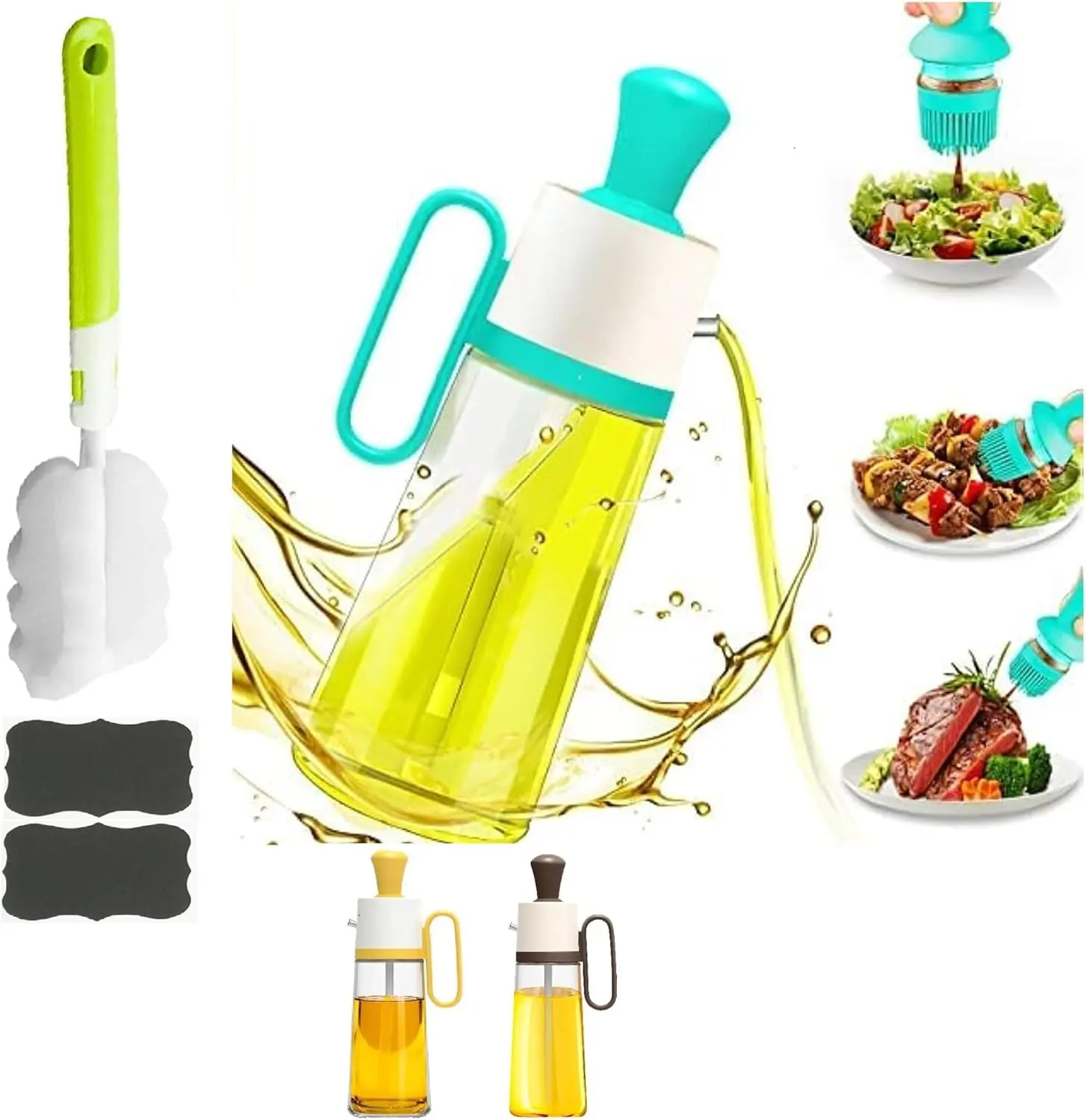 550ml 3 in 1 Oil Dispenser Bottle for Kitchen - Olive Oil Dispenser With Brush - Olive Oil Bottle Drizzler, Utensils