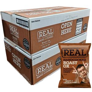 REAL Hand Cooked Roast Ox Potato Crisps - Pack of 48 x 35g - Snack Flavor - Crispy & Satisfying - Perfect for On-The-Go Snacking