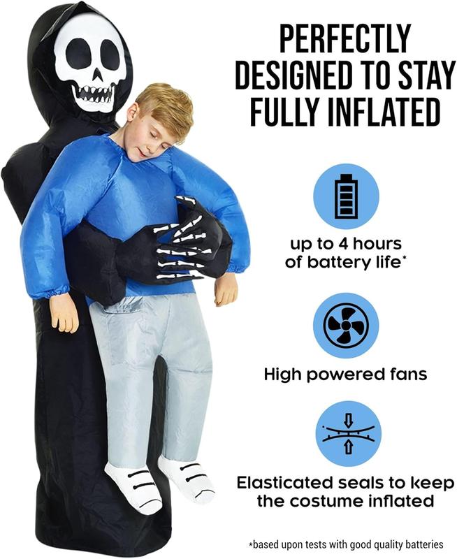 Morph Costumes - Kids Grim Reaper Pick Me Up Kids Inflatable Costume - Great Illusion Fancy Dress Outfit One size fits most Children upto 5ft 1