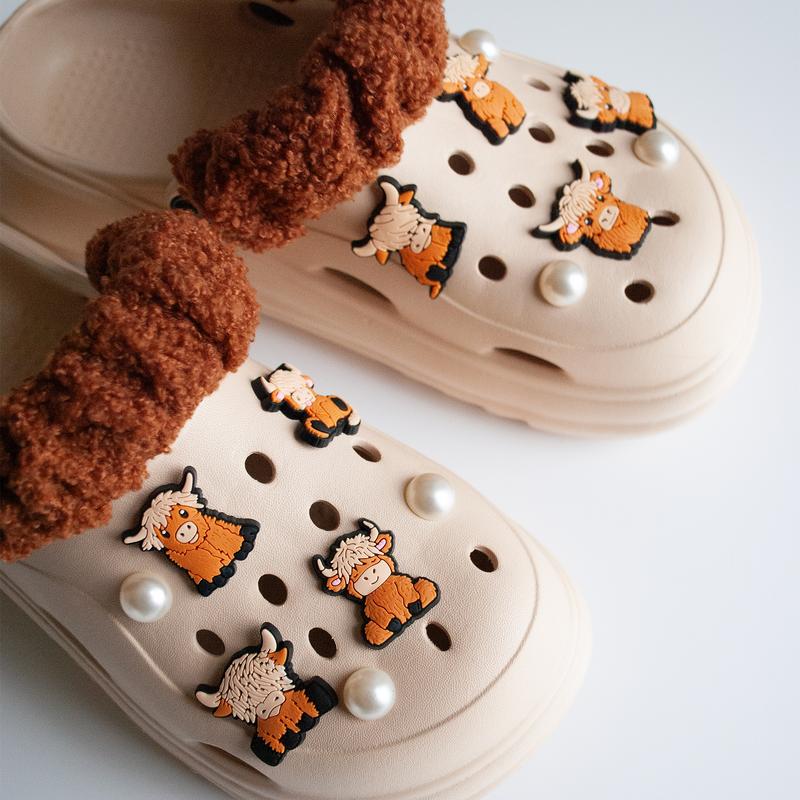 Highland Cow Croc Charms | Single or Sets | Brown Scottish Cow Shoe Charm Jibbitz 1