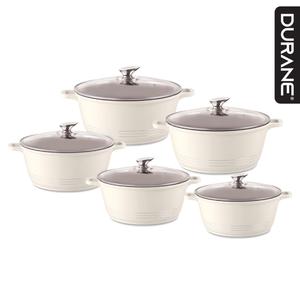 Cream Stockpot Set 5pc - 2.3L-4L-6.1L-7.5L-9.5L - Cookware