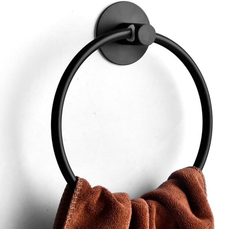 Product Introduction of 1 x Black Towel Holder Towel Ring Black Towel Ring Towel Rings for Bathrooms Stick on Towel Rail Bathroom Hand Towel Holder Towel Holder Ring Black Hand Towel Ring Black Bathroom Towel Ring 3