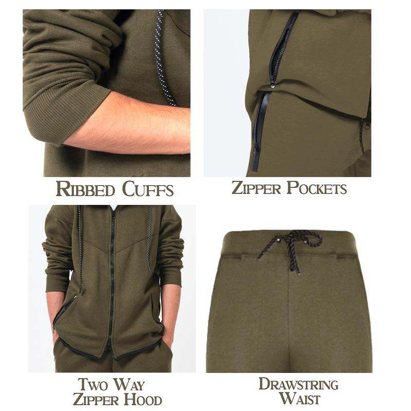Men’s Slim Fit Tracksuits Full Sleeve Fleece Zip Up Hooded 2 pcs Cord set Gym wear & Loungwear 3
