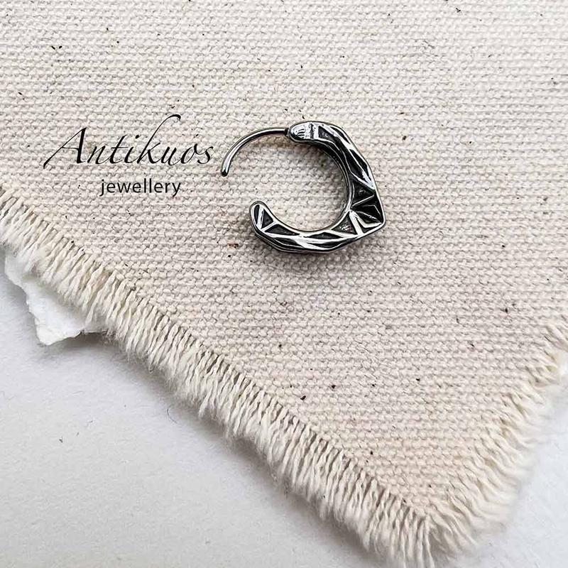 KVASIR- viking stainless steel hoop earring for mens and women- gift idea- gothic punk modern design 1