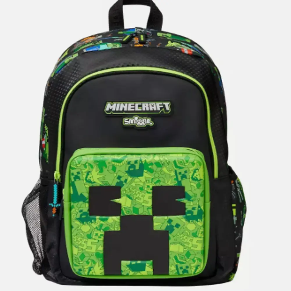 Black Creeper Minecraft Backpack for Boys and Girls, Unisex Kids Travel Game Bag