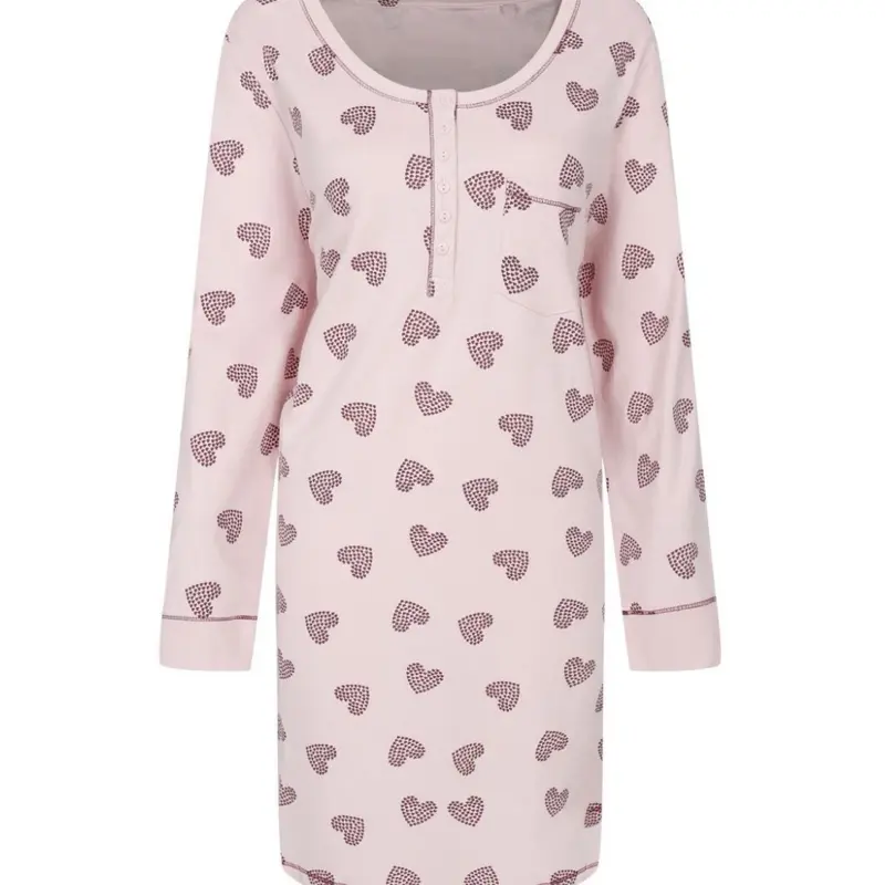 LOVEHEART night dress - non returnable Comfortable Cotton Pink Nightwear Soft Womenswear Elegance Long Sleeves Loungewear